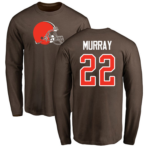 Men Cleveland Browns Eric Murray Brown Jersey #22 NFL Football Name and Number Logo Long Sleeve T Shirt->cleveland browns->NFL Jersey